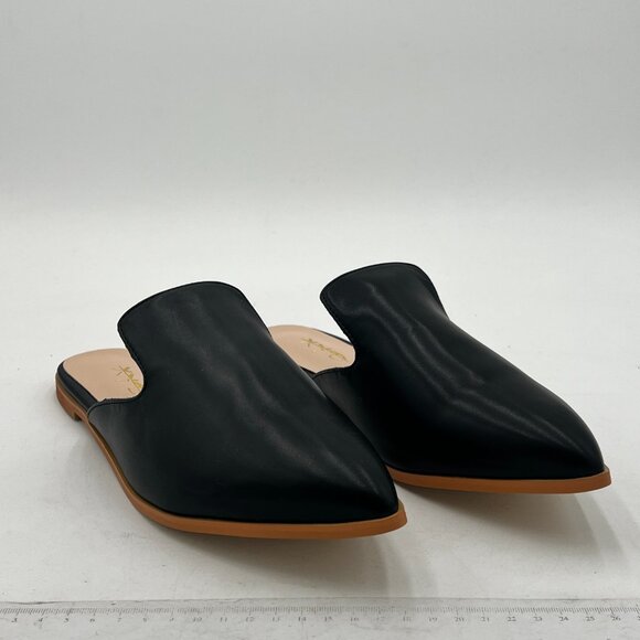 XYD Black Versatile Slip On Mules Loafers Pointed Toe Indoor Flats Slide Slipper - Picture 4 of 8